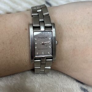 Vintage Kenneth Cole Silver-Tone Rectangle Face Women’s Dress Watch (Nonworking)